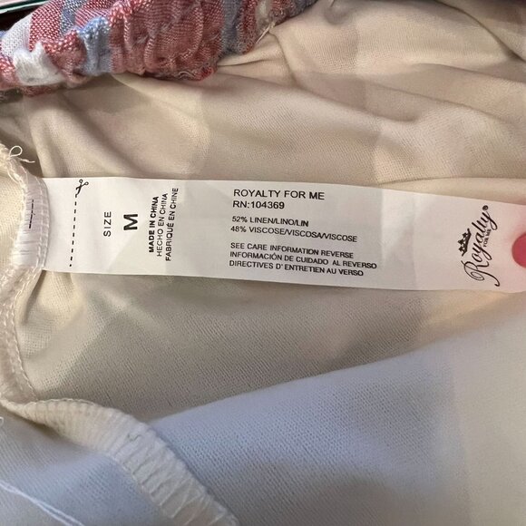 Royalty For Me Linen Blend Skort Stripe Elastic Waist Medium Womens Comfort - Picture 4 of 8